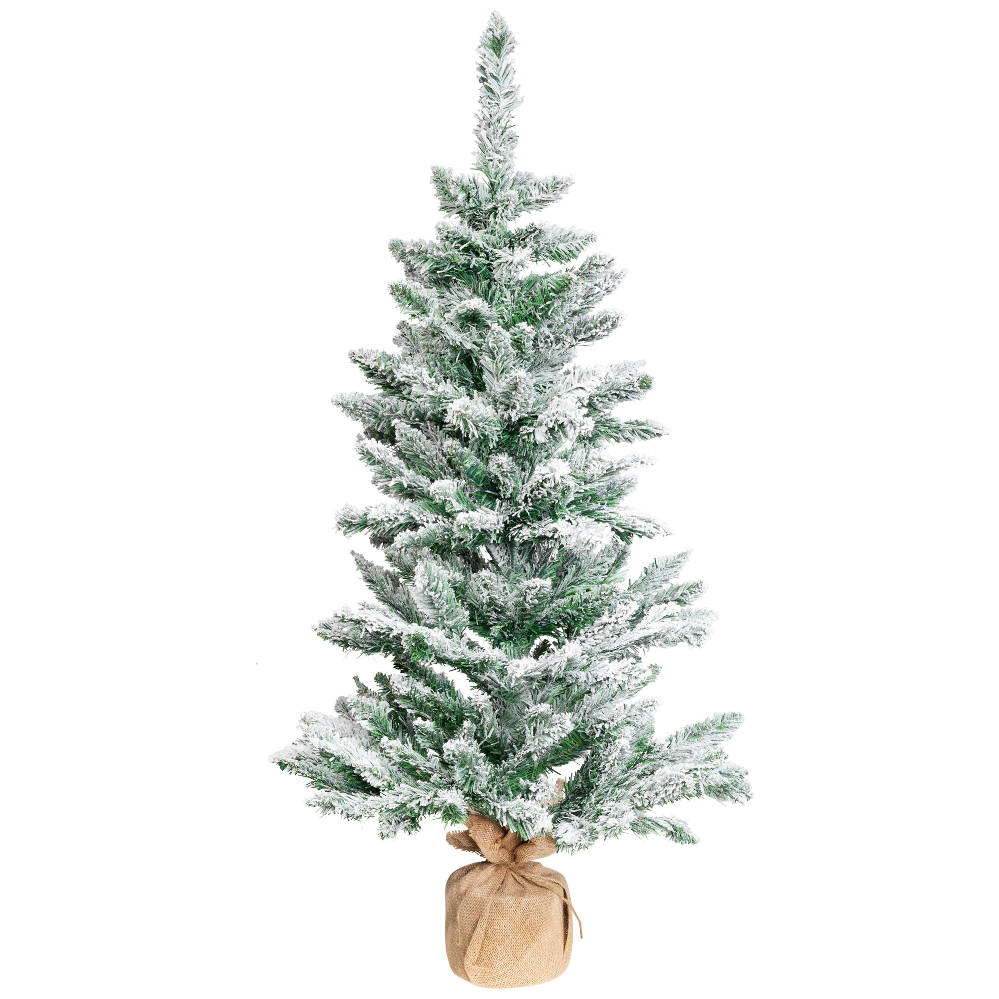 3.5ft. Unlit Frosted Pine Artificial Christmas Tree in Burlap Base